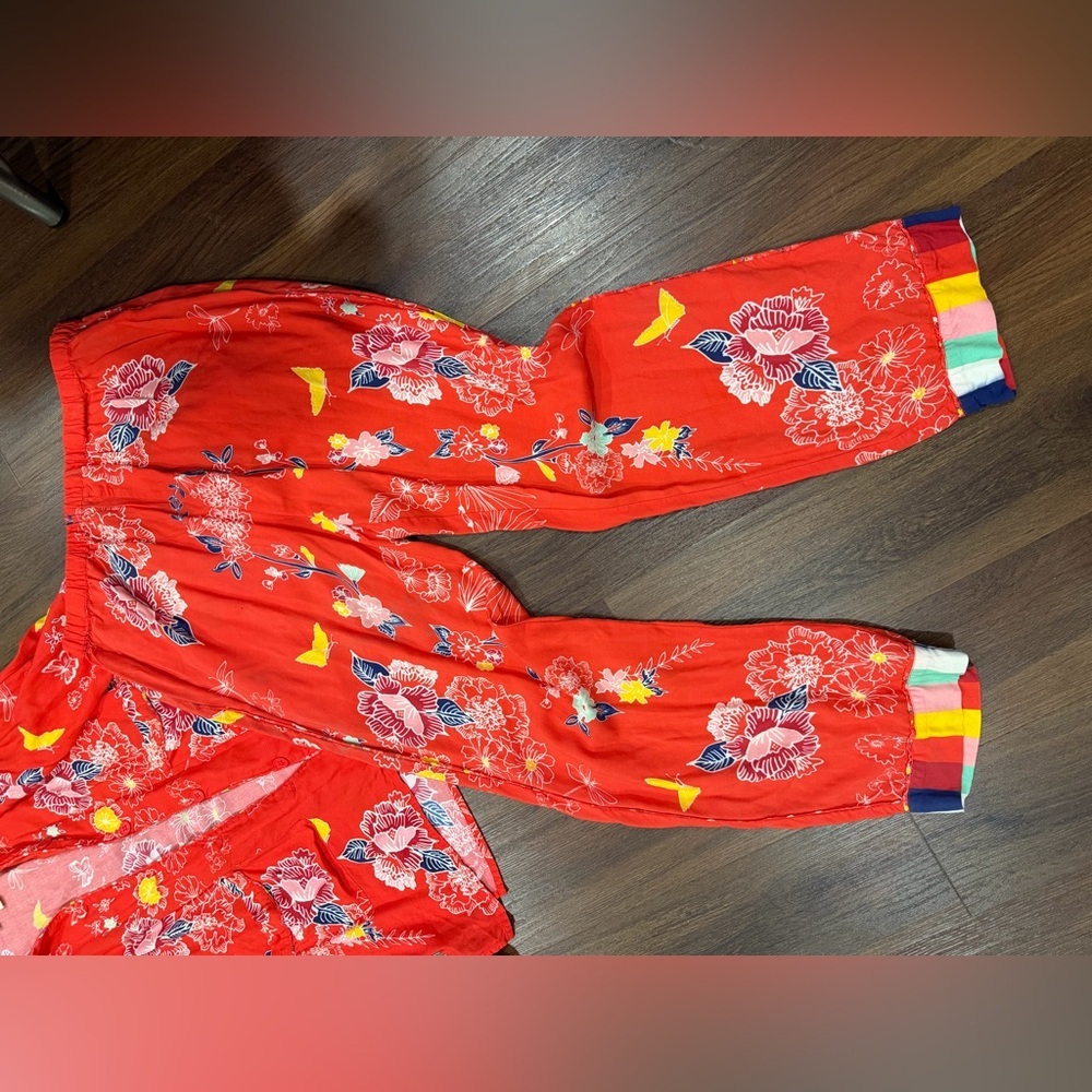 Cleobella Red Floral Pajama NWOT L butterfly boho rare printed set $148 casual - Picture 5 of 7